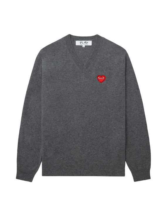 COMME des GARÇONS PLAY Rhinestone Logo Sweater - Dark Grey