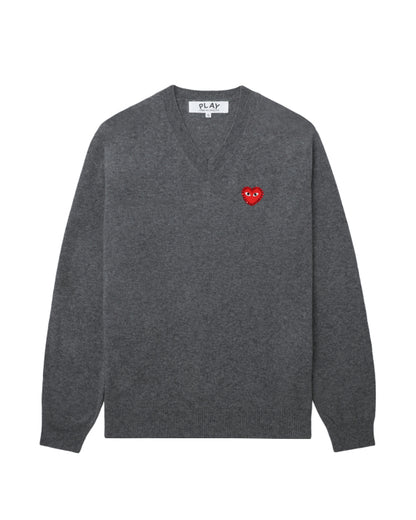 COMME des GARÇONS PLAY Rhinestone Logo Sweater - Dark Grey
