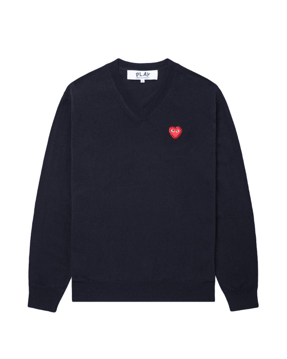 COMME des GARÇONS PLAY Rhinestone Logo Sweater - Navy Blue