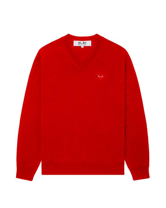 COMME des GARÇONS PLAY Rhinestone Logo Sweater - Red