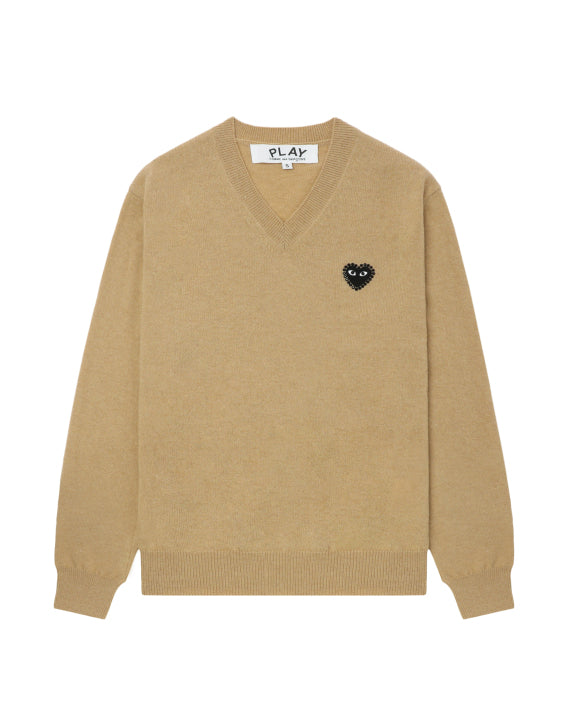 COMME des GARÇONS PLAY Rhinestone Logo Sweater - Beige