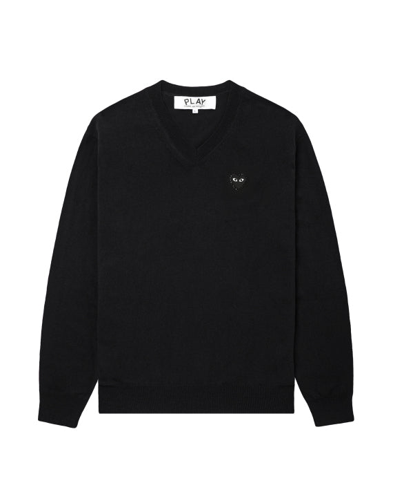COMME des GARÇONS PLAY Rhinestone Logo Sweater - Black