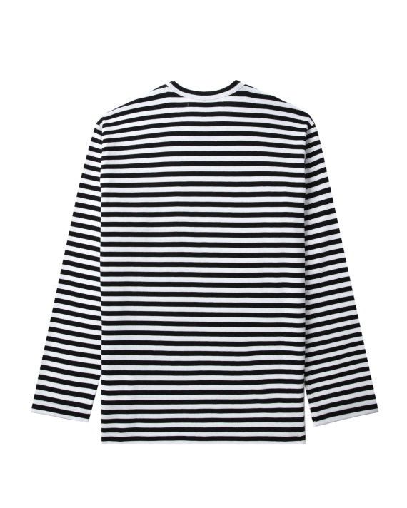 COMME des GARÇONS PLAY Heart Logo Striped Tee - Black