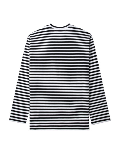 COMME des GARÇONS PLAY Heart Logo Striped Tee - Black