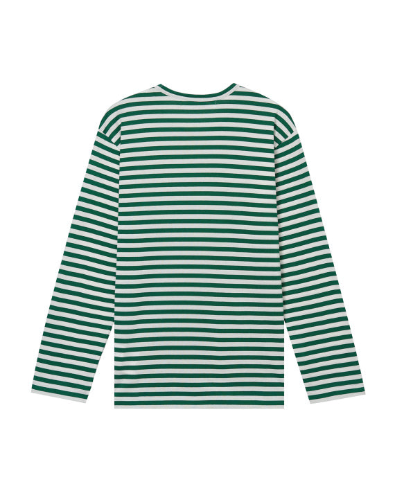 COMME des GARÇONS PLAY Heart Logo Striped Tee - Peacock Green
