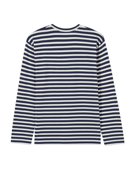 COMME des GARÇONS PLAY Double Heart Striped Tee - Blue