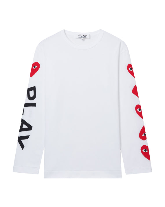 COMME des GARÇONS PLAY Hearts Logo Sleeve Tee - White