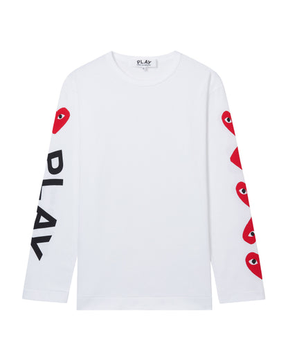 COMME des GARÇONS PLAY Hearts Logo Sleeve Tee - White