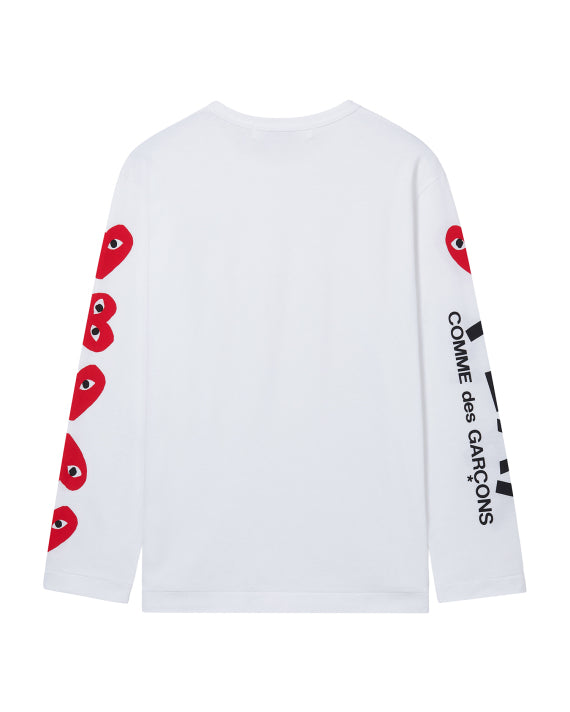 COMME des GARÇONS PLAY Hearts Logo Sleeve Tee - White