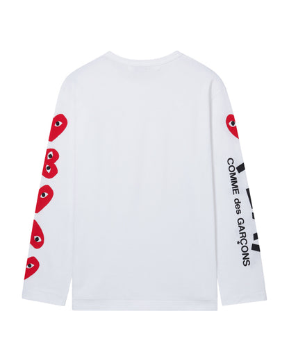 COMME des GARÇONS PLAY Hearts Logo Sleeve Tee - White