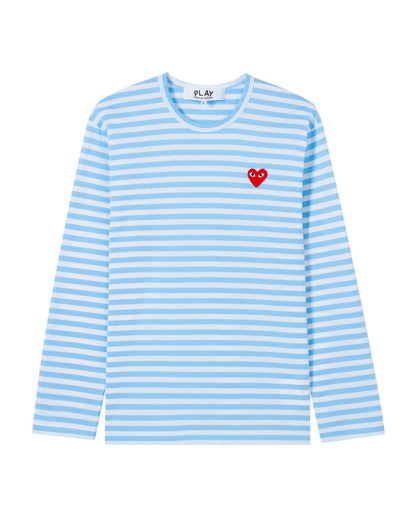 COMME des GARÇONS PLAY Heart Striped Tee - Light Blue