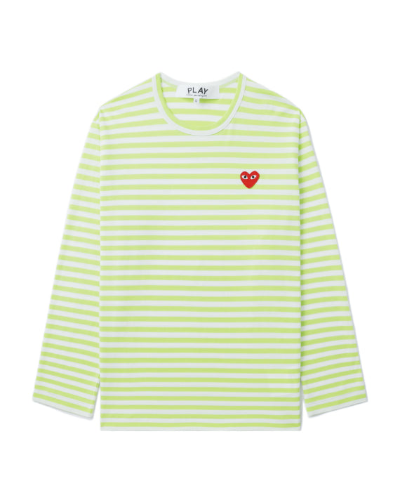COMME des GARÇONS PLAY Heart Striped Tee - Light Green