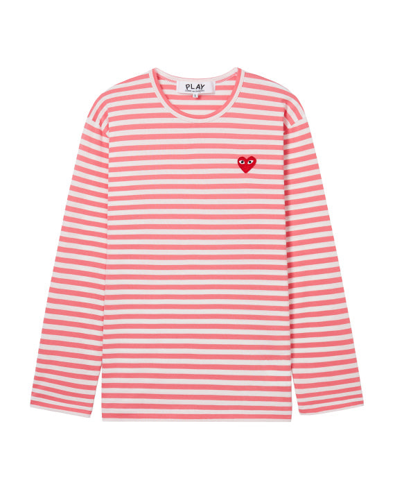 COMME des GARÇONS PLAY Heart Striped Tee - Pink