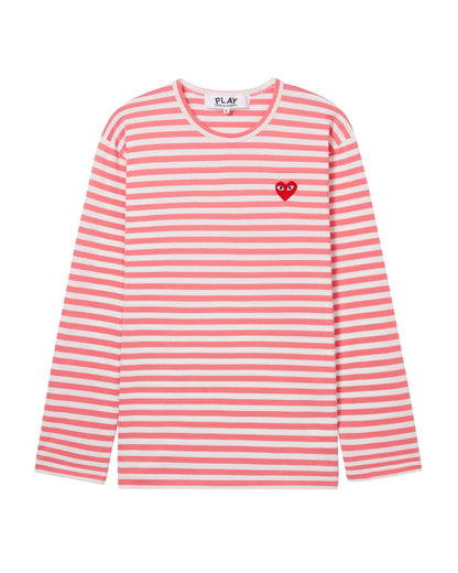 COMME des GARÇONS PLAY Heart Striped Tee - Pink