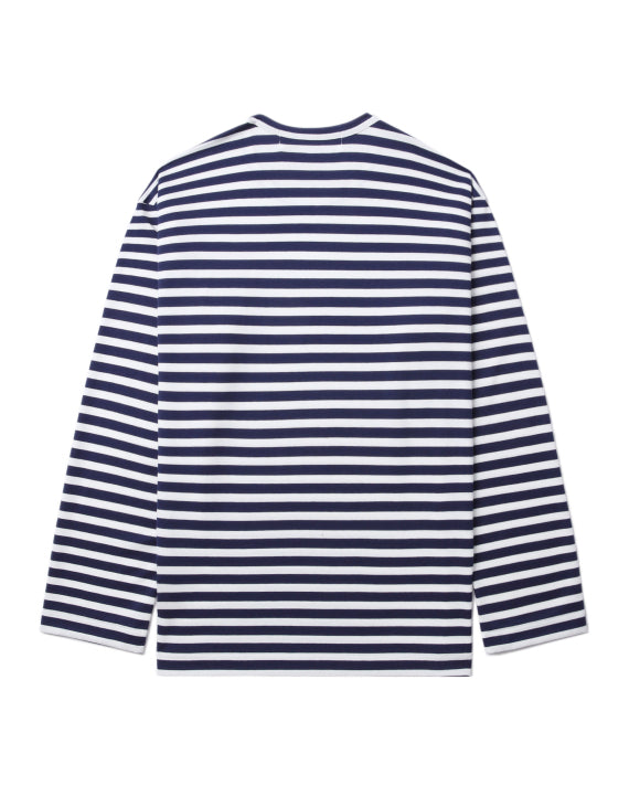 COMME des GARÇONS PLAY Rhinestone Heart Striped Tee - Navy Blue