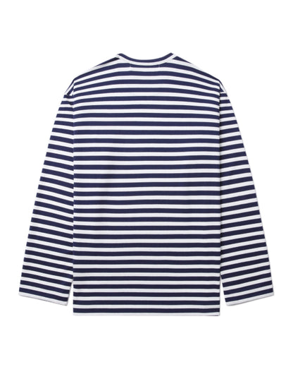 COMME des GARÇONS PLAY Rhinestone Heart Striped Tee - Navy Blue