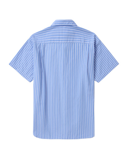 COMME des GARÇONS PLAY Striped Short Sleeve Shirt - Lake Blue