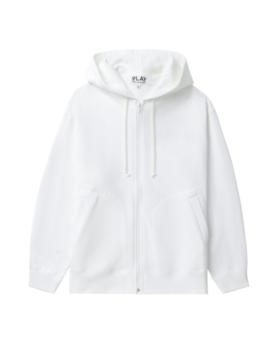 COMME des GARÇONS PLAY Heart Emblem Zip-Up Hoodie - White