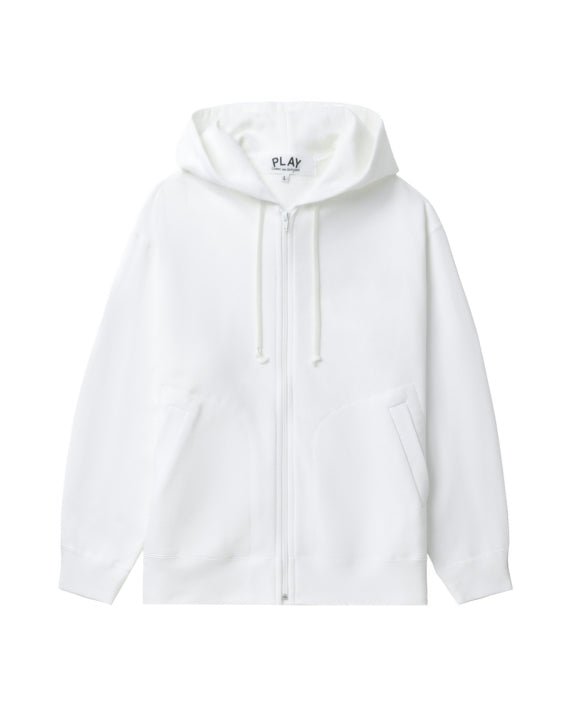 COMME des GARÇONS PLAY Heart Emblem Zip-Up Hoodie - White