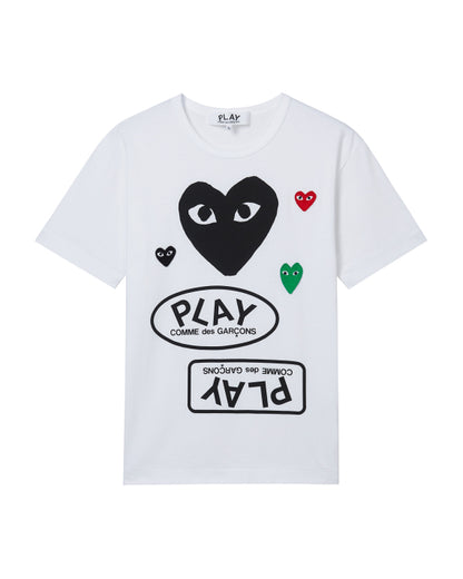 COMME des GARÇONS PLAY Multiple Logo Tee - White