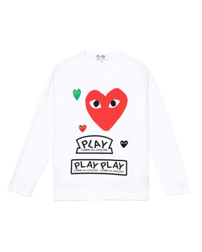 COMME des GARÇONS PLAY Heart Print Tee - White