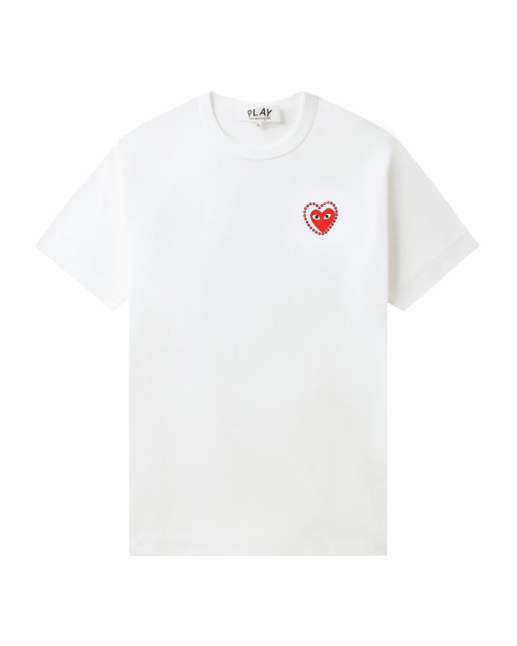 COMME des GARÇONS PLAY Rhinestone Embellished Heart Tee - White (2)