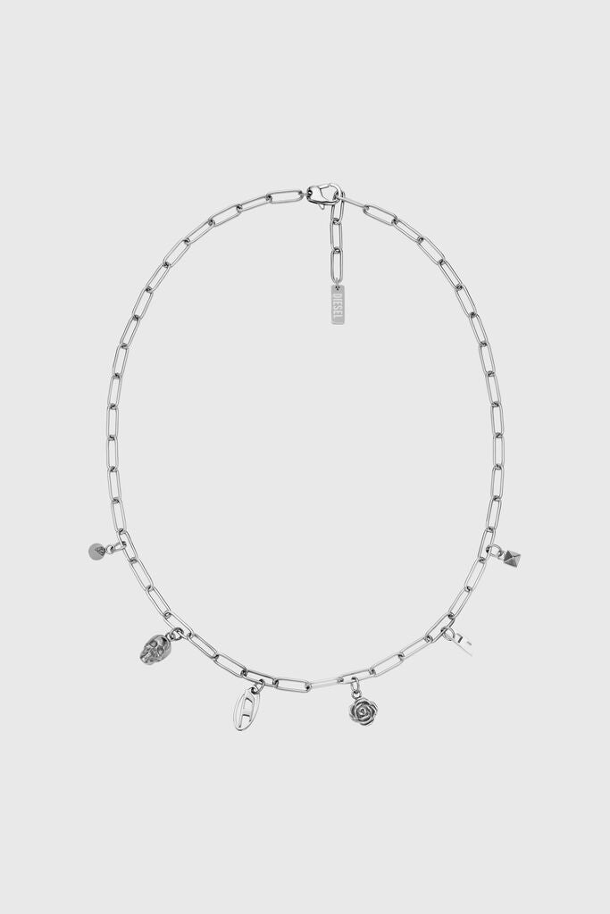Diesel Stainless Steel Charm Necklace & Bracelet - Silver