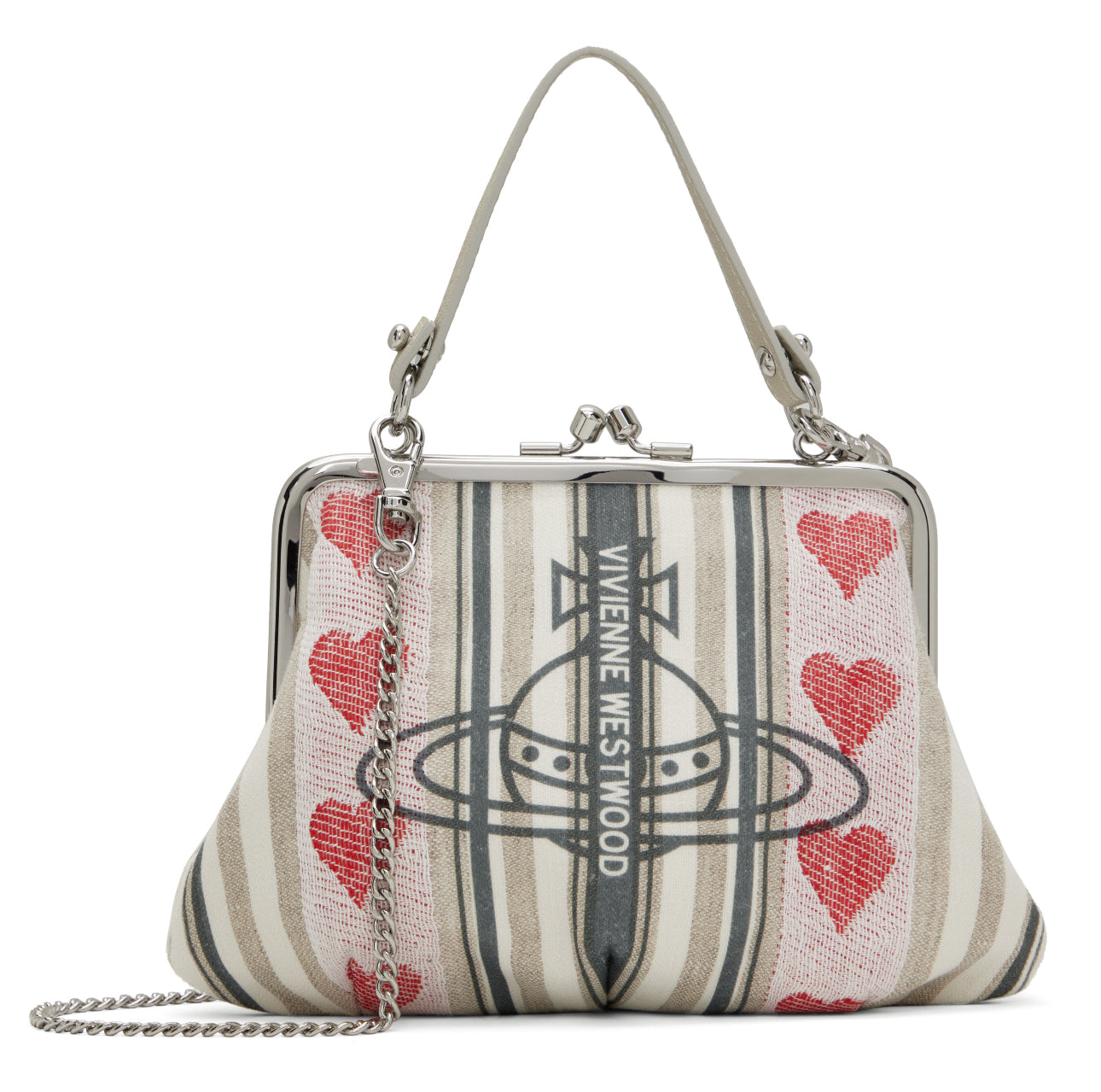 Vivienne Westwood Belle Heart Frame Linen-Blend Top-Handle Bag