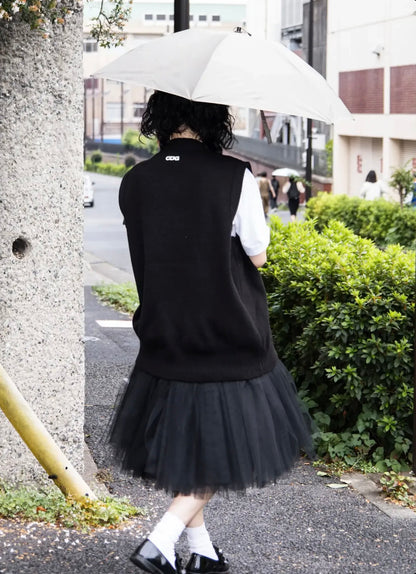 OVERSIZED CARDIGAN VEST - MOODY ORANGES