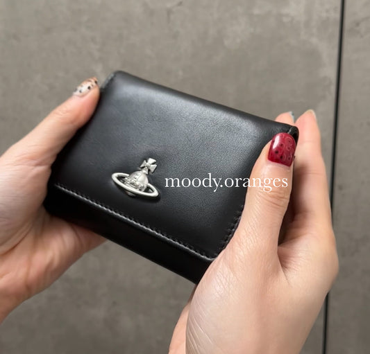 Vivienne Westwood Tri-fold Black Silver Wallet