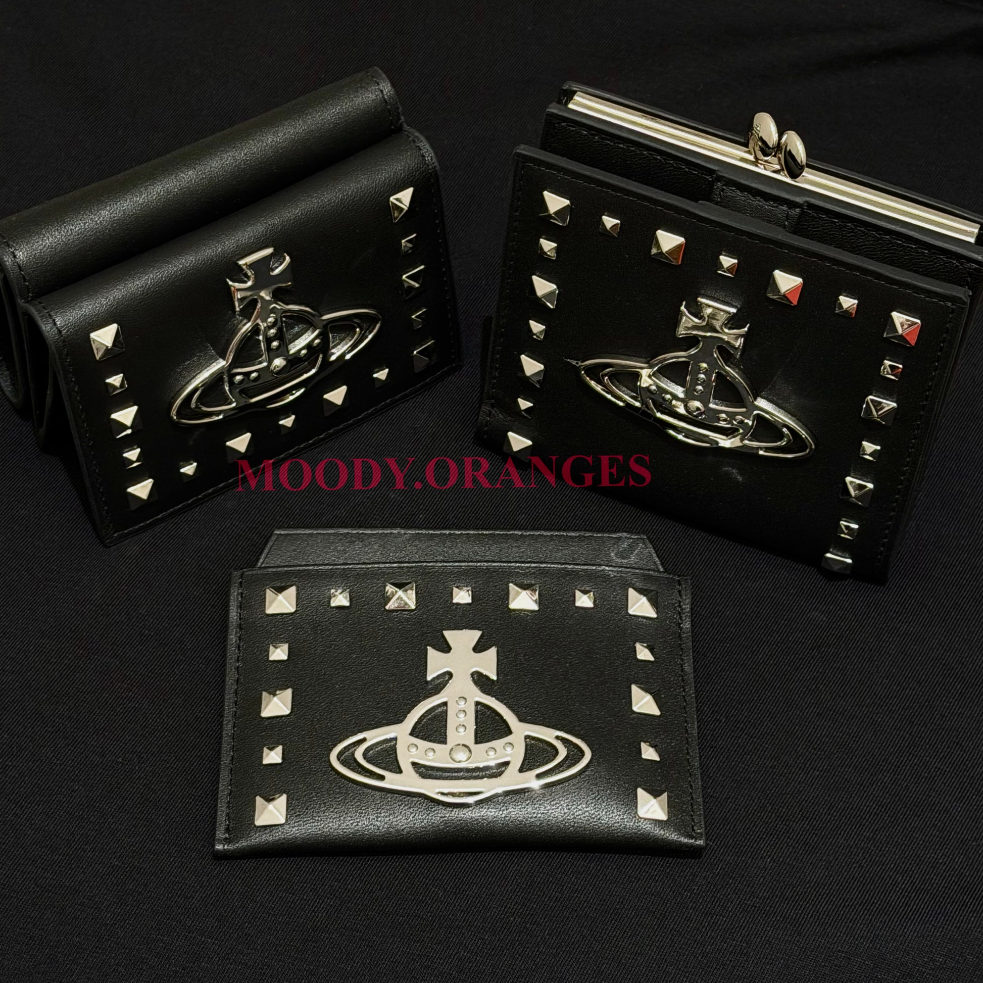 Vivienne Westwood Studs Leather Wallet - MOODY ORANGES
