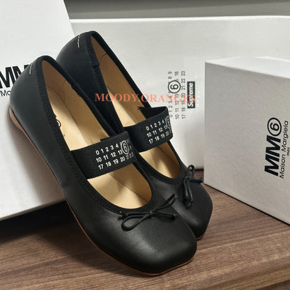 MM6 Maison Margiela Kids Black Leather Ballerina