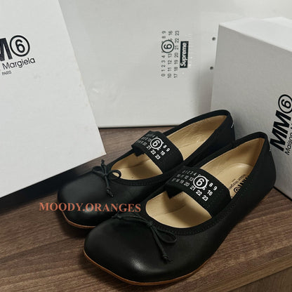 MM6 Maison Margiela Kids Black Leather Ballerina