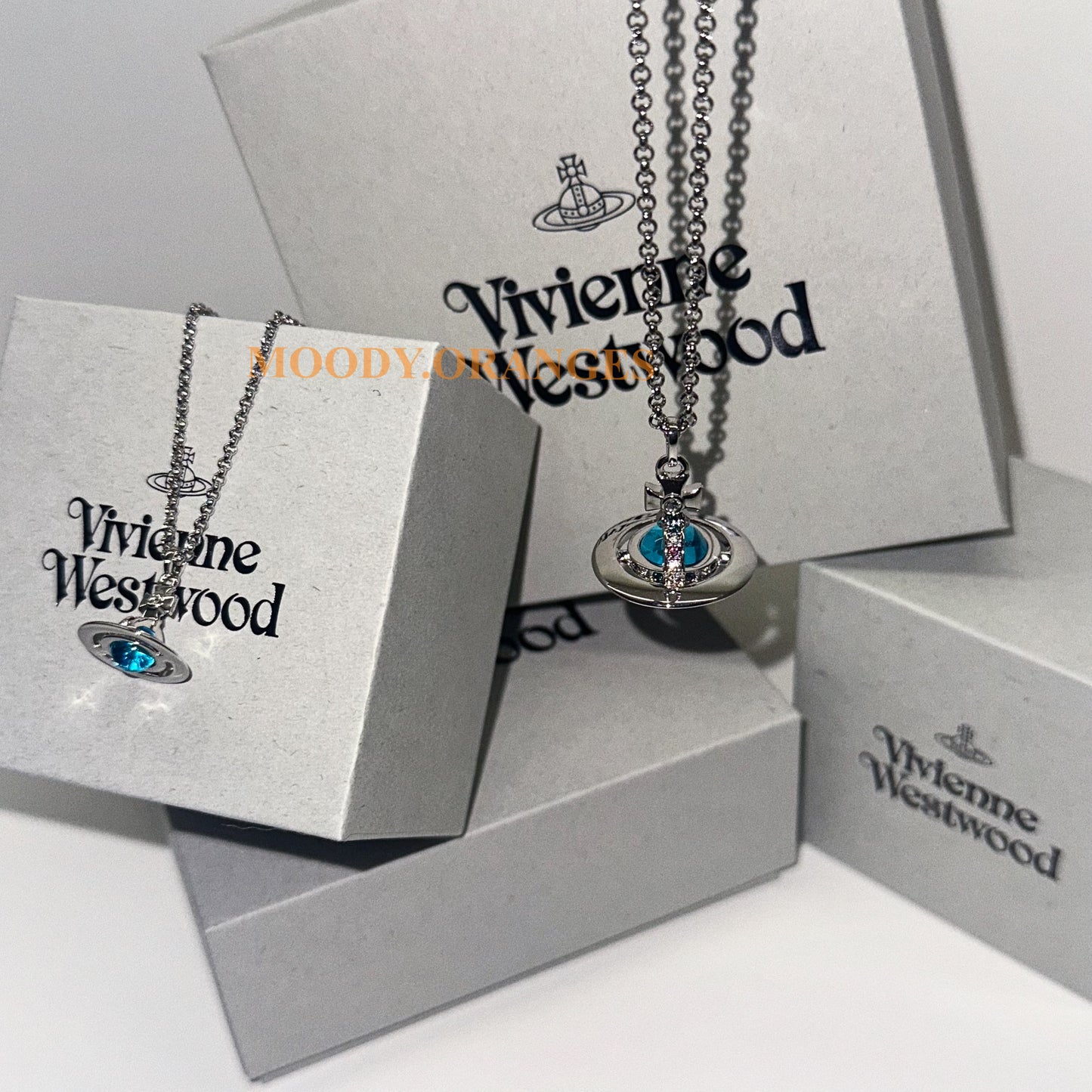 Vivienne Westwood Iced Blue Orb Pendant Necklace