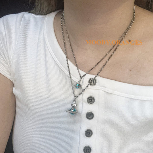 Vivienne Westwood Iced Blue Orb Pendant Necklace