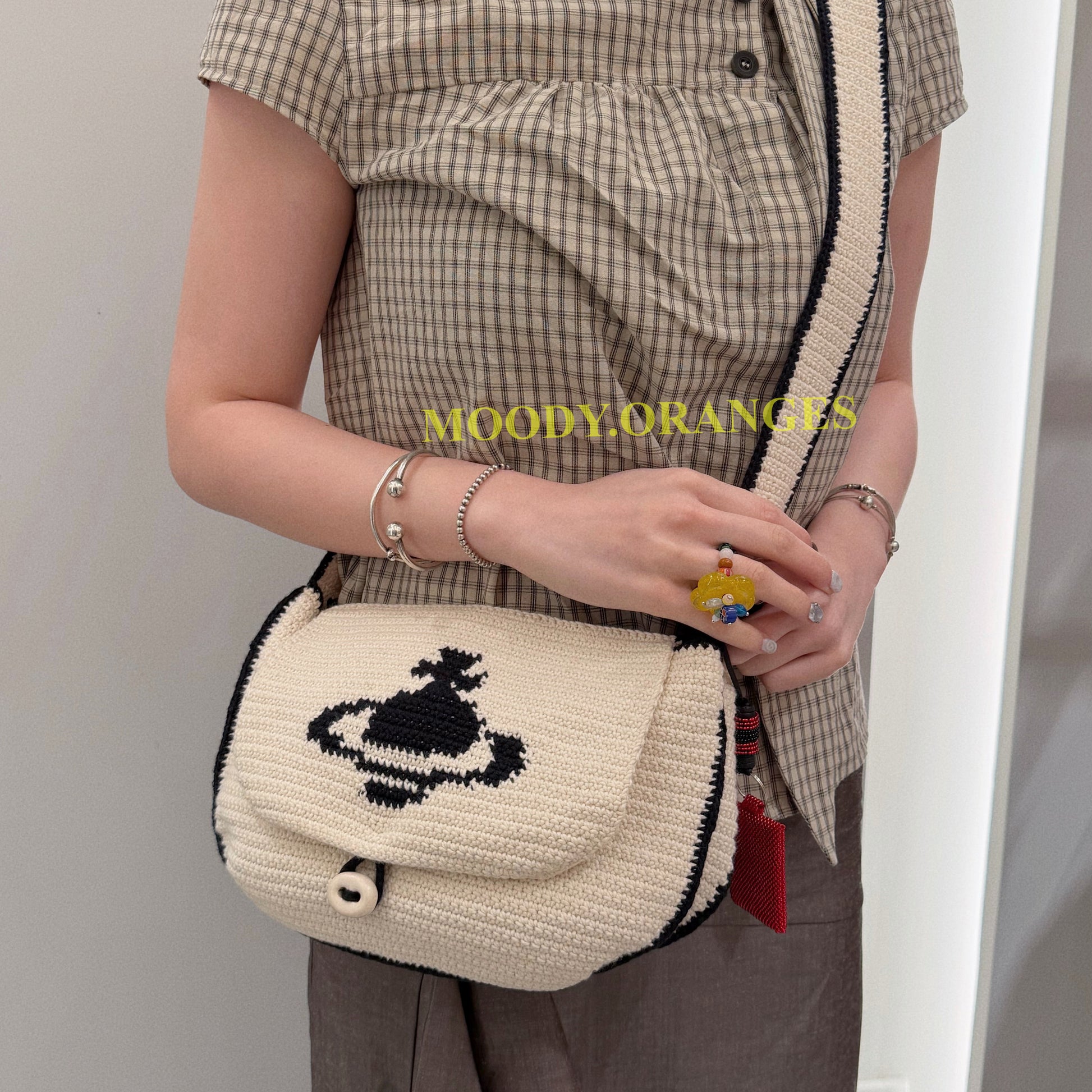 Vivienne Westwood Lucky Halfmoon Crochet Bag - MOODY ORANGES