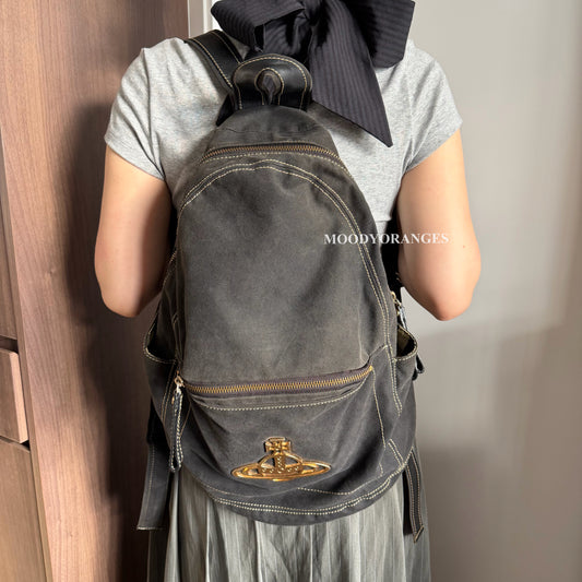 Vivienne Westwood Vintage Canvas Black Backpack - MOODY ORANGES