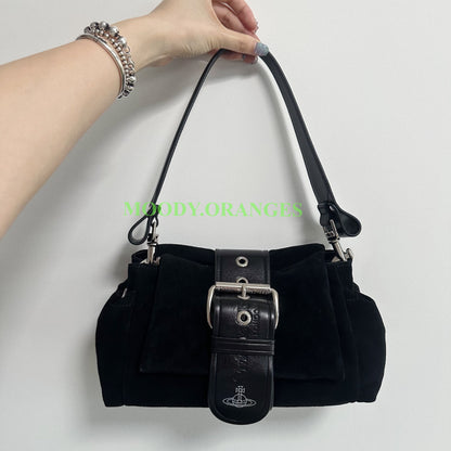 Vivienne Westwood Black Velvet Treasure Hazel Bag