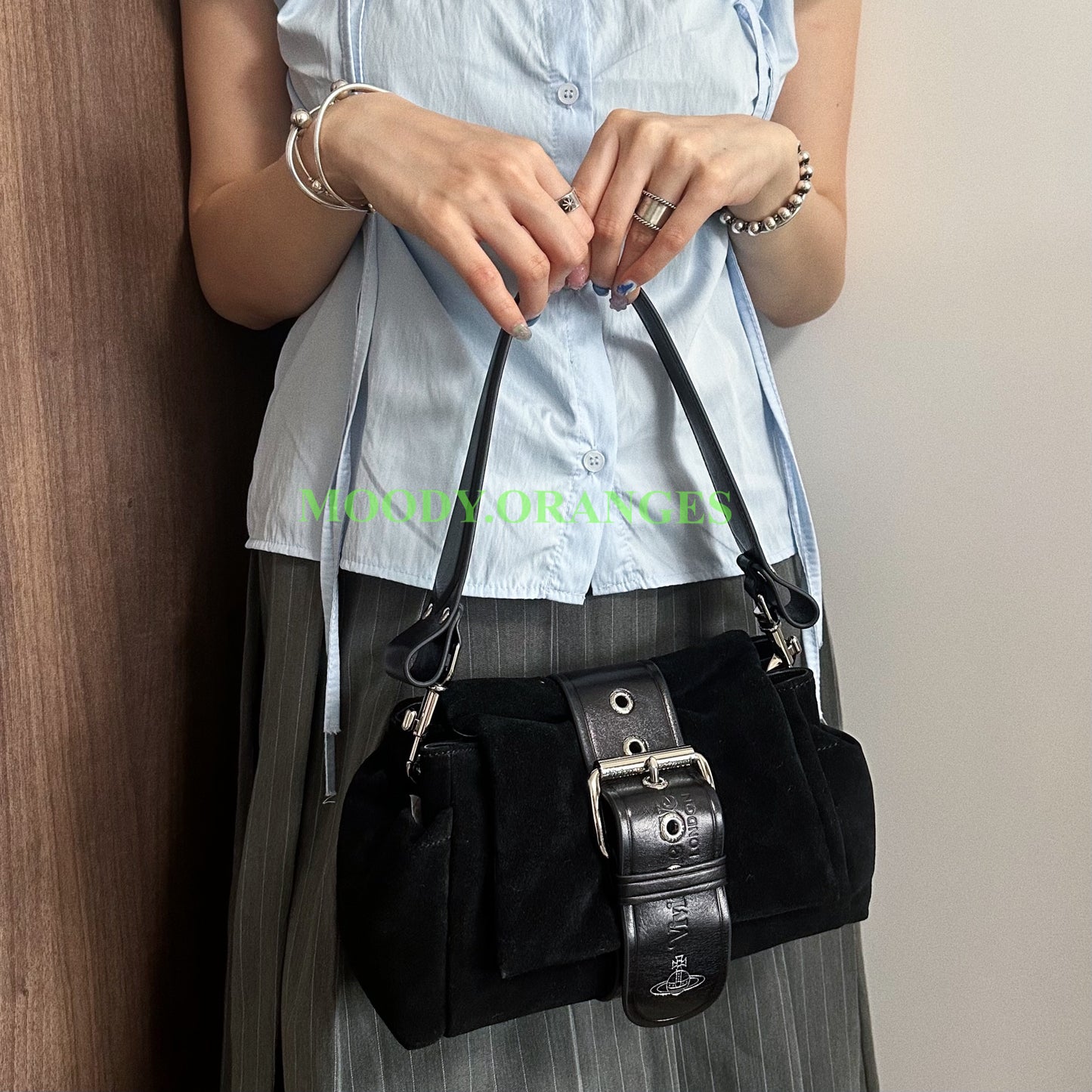 Vivienne Westwood Black Velvet Treasure Hazel Bag
