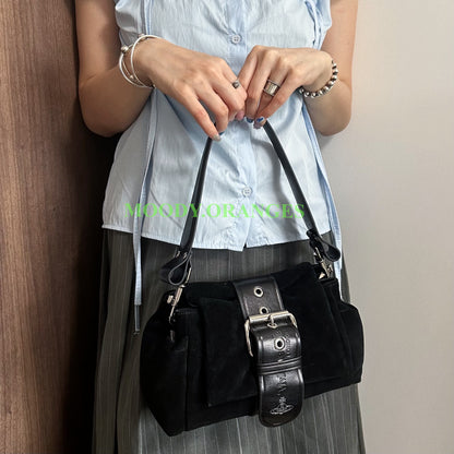 Vivienne Westwood Black Velvet Treasure Hazel Bag