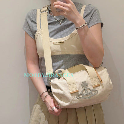 Vivienne Westwood Beige Canvas Cylinder Bag