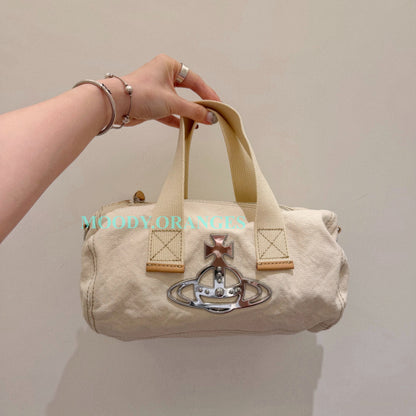 Vivienne Westwood Beige Canvas Cylinder Bag