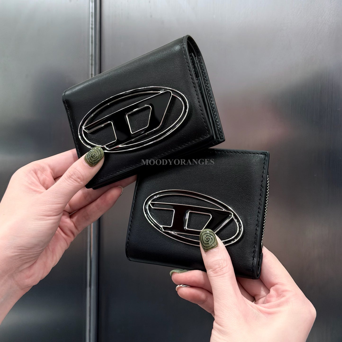 Diesel Small leather wallet with logo plaque