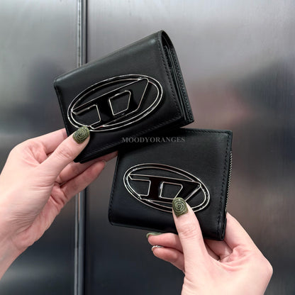 Diesel Small leather wallet with logo plaque