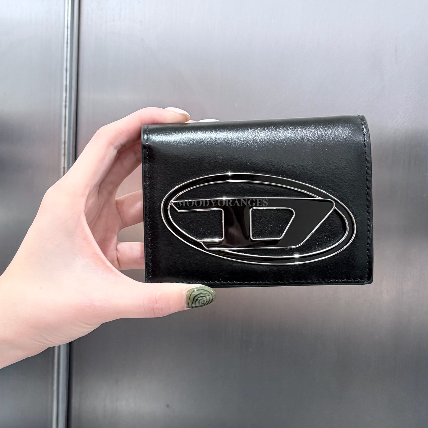 Diesel Small leather wallet with logo plaque