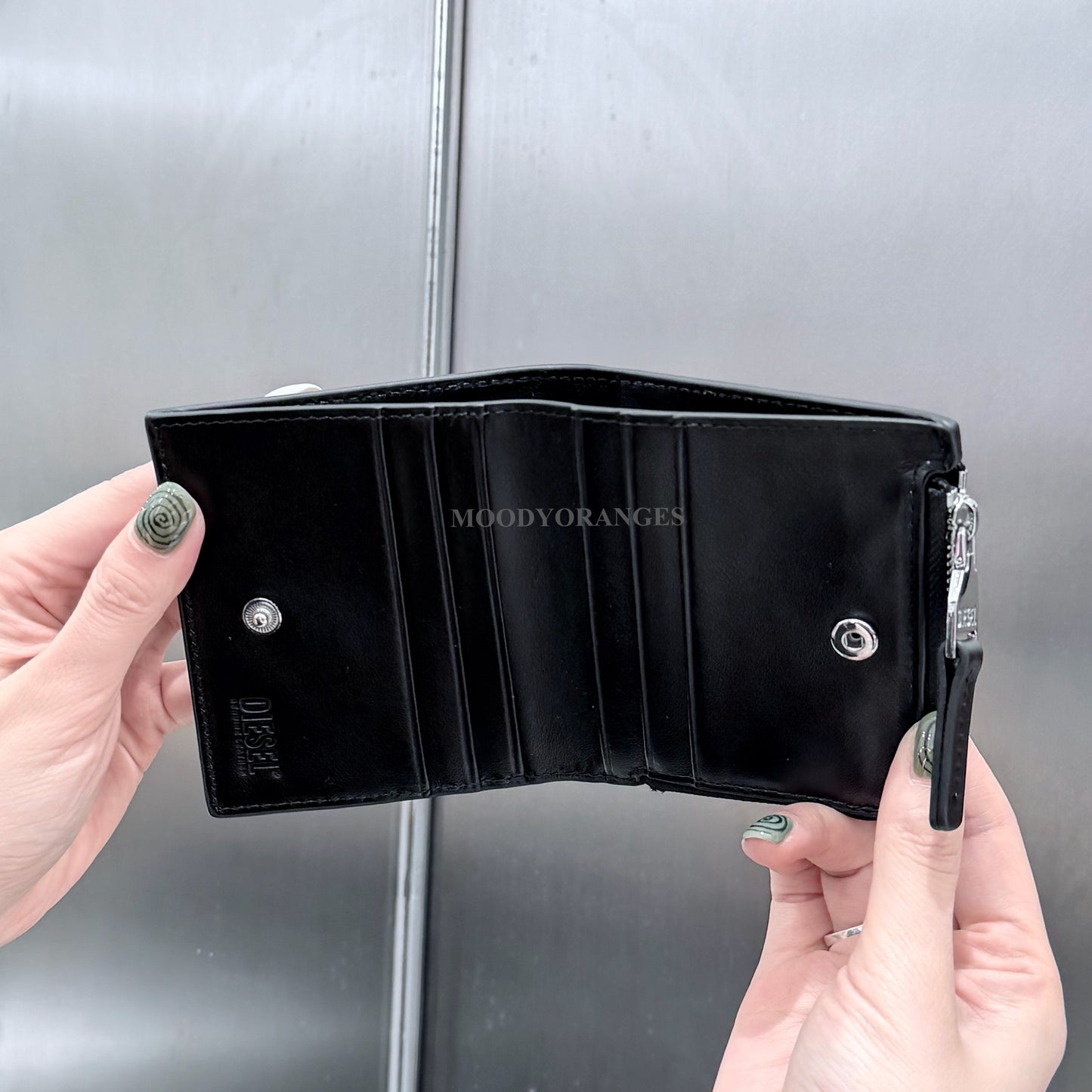 Diesel Small leather wallet with logo plaque