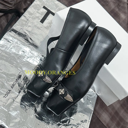 Toga Pulla Black Polido Ballerina Flats