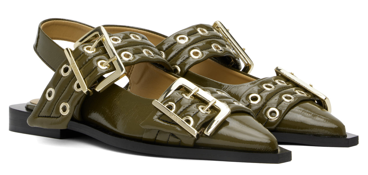 GANNI Buckle Ballerina Flats