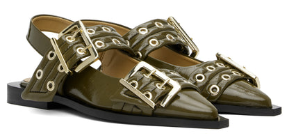 GANNI Buckle Ballerina Flats