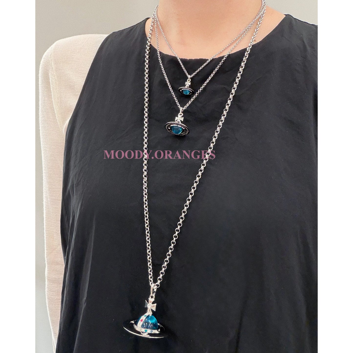 Vivienne Westwood Iced Blue Orb Pendant Necklace - MOODY ORANGES